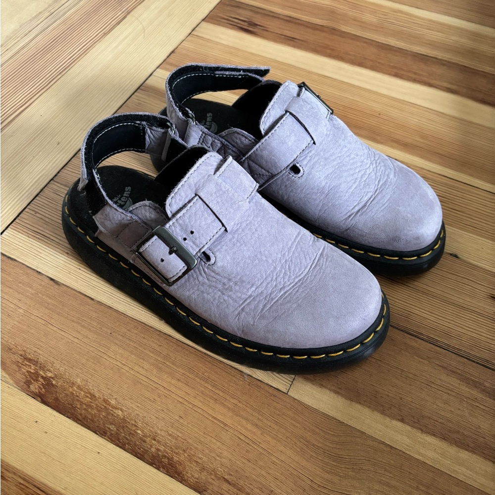 Doc Marten Purple Buckle Clogs